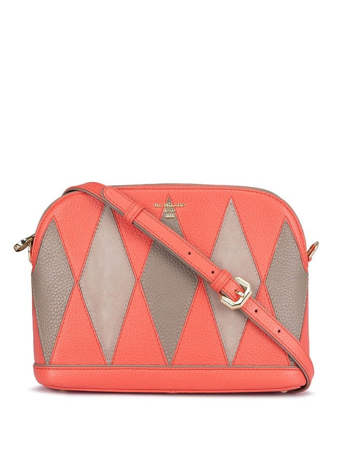 Da Milano Women's Leather Sling Bag - Corallo - Image 1